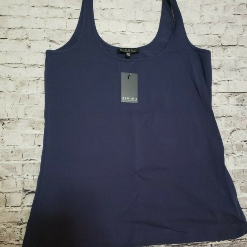 Eloquii Navy Tank Top Cotton Blend